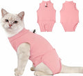 Gyuzh Cat Recovery Suit Female - Superior Comzy Cone Alternative! Breathable Onesie with Adjustable Neck, Easy Pull-On & Snap Closure. Stop Licking, Ideal for Cats & Kittens After Spay Surgery Pink M