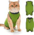 Avont Cat Recovery Suit for Surgery, Breathable Anti-Licking Onesie for Kittens, Surgical Post-Operative Protective Bodysuit, Comfortable Alternative to E-Collar -Green (L)