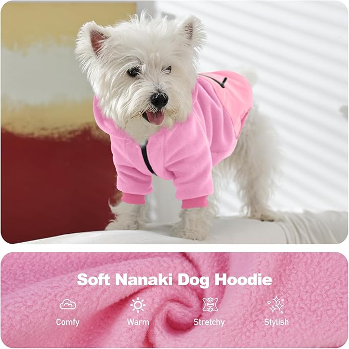 Nanaki Puppy Hoodies with Pocket-Cozy Dog Hoodie Fleece Sweater Pullover for Bichon Frise, Sweatshirts for Small Dogs Warm Long Sleeve Chihuahua Jacket- Fall Winter Early Spring Indoor Outdoor Pink,S