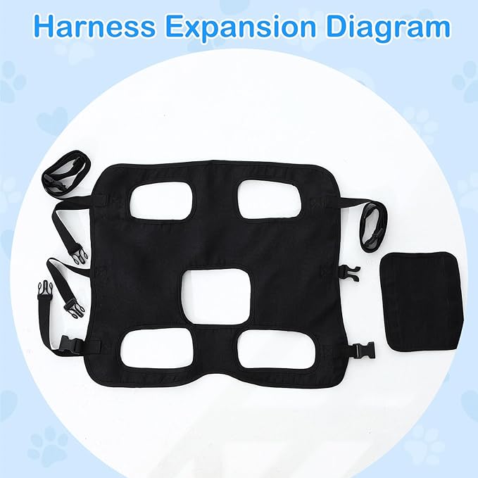 Shinylin Dog Carry Sling Emergency Backpack Pet Legs Support and Rehabilitation Dog Lift Harness Adjustable Lifting Straps Carrier for Senior Dogs Joint Injuries, Arthritis, Hiking, Skiing, Black (M)