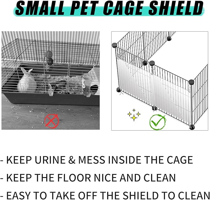 Oncpcare 12 Pack Rabbit Cage Urine Guard 10'' x 8.2'' Pet Plastic Splash Guard Panels Liner Protection Clear Edge Liner Guinea Pig Side Lining Bird Cage Protector from Cats