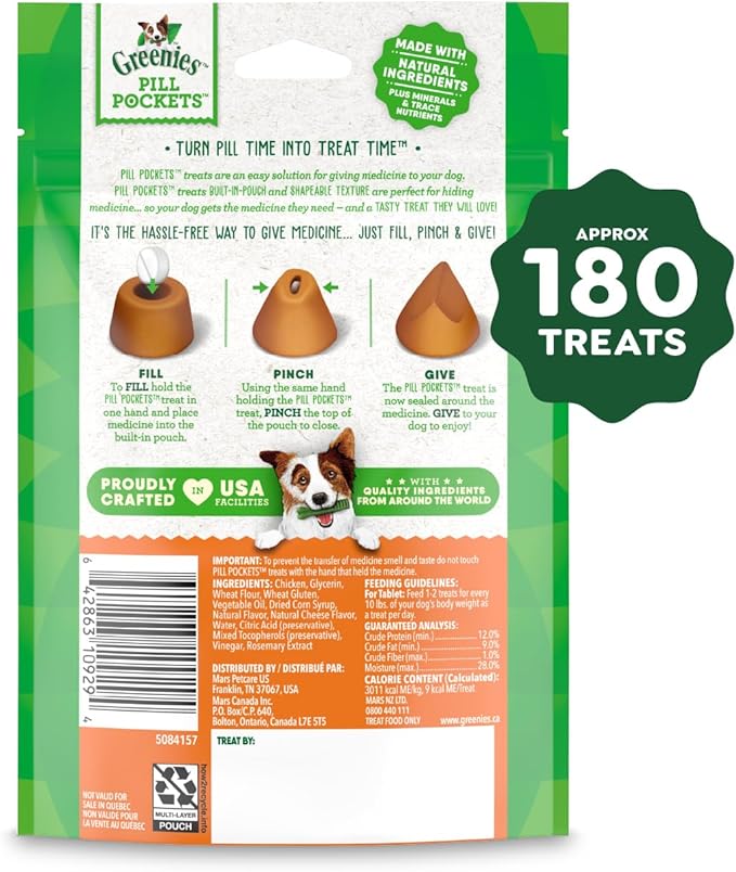 Greenies Pill Pockets for Dogs Small Size, Tablet Pill Treats for Dogs, Cheese Flavor, 3.2 oz. Pouch