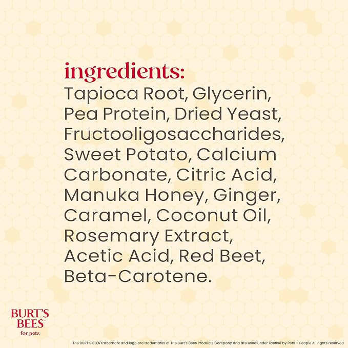BURT'S BEES FOR PETS Dental Treats for Dogs with Manuka Honey & Ginger, Holistic, Plant-Based Oral Care, 98% Natural Origin Formulas, Sweet Potato Flavor, Dog Treats Small Dogs, Sz Sm 10ct, 7 oz