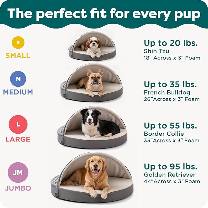 Furhaven 35" Round Memory Foam Dog Bed for Large/Medium Dogs w/ Removable Washable Cover, For Dogs Up to 50 lbs - Sherpa & Suede Snuggery - Espresso, 35-inch