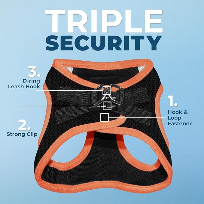 Best Pet Supplies - All Weather Mesh, Reflective, No Pull Harness for Small, Medium Dogs, Cats - Secure with Hook & Loop Fastener, Buckle, Double D-Rings - Orange Trim, XS