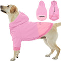 Nanaki Dog Hoodies for Large Dogs Sweatshirt with Pocket-Warm Fleece, Long Sleeves Adjustable Zip Collar-Comfort Pet Sweater for Labrador, Large Sweatshirt Winter Coat for Fall Winter Spring Pink 2XL