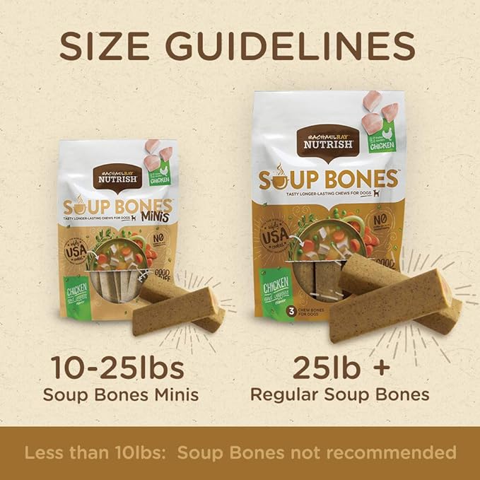 Rachael Ray Nutrish Soup Bones Dog Treats, Real Chicken & Veggies Flavor, 3 Bones, 6.3 Ounces (Pack of 2)