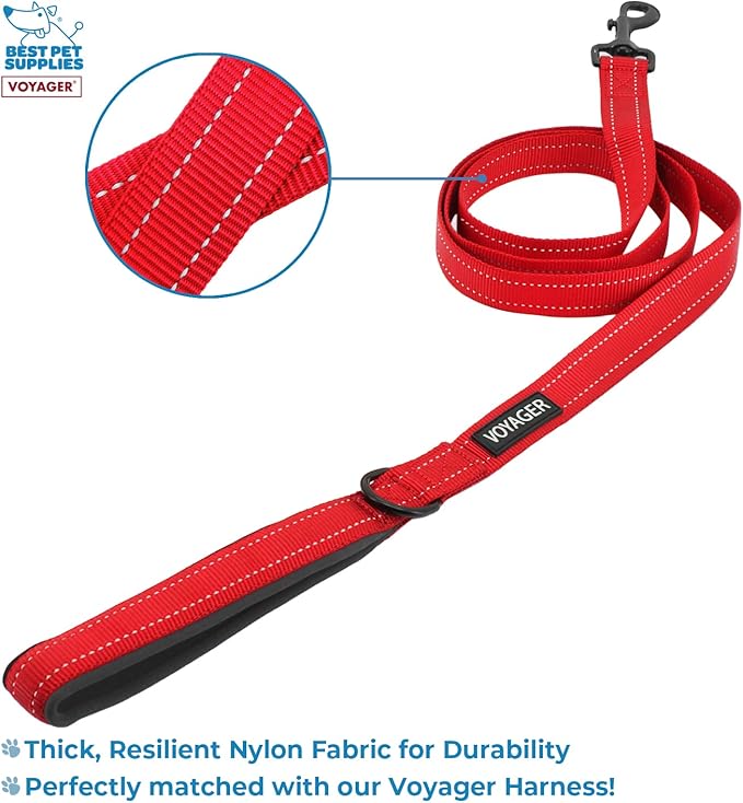 Voyager Step-in Air All Weather Mesh Harness and Reflective Dog 5 ft Leash Combo with Neoprene Handle, for Small, Medium and Large Breed Puppies by Best Pet Supplies - Red, Small