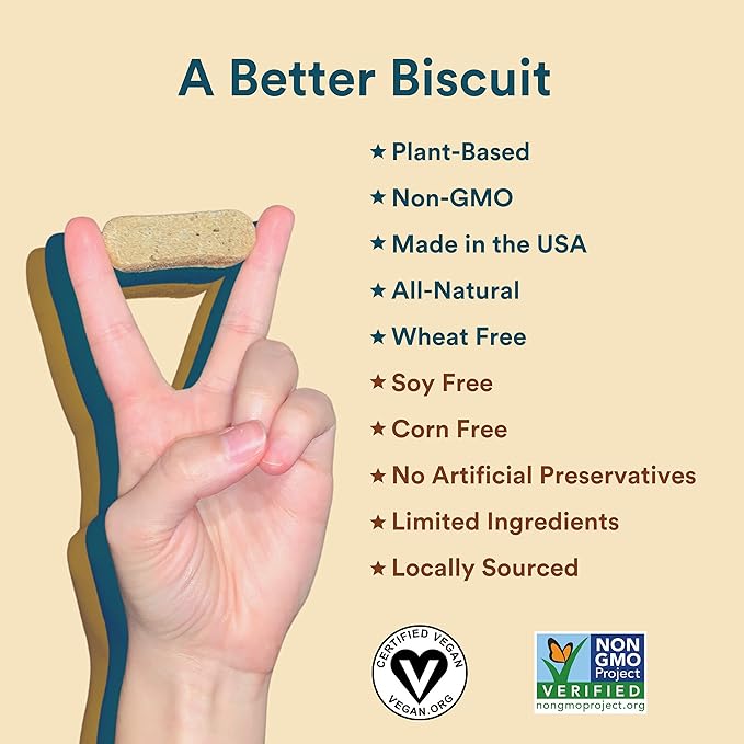 Benefit Biscuits, All Natural Dog Treats, Certified Vegan, Non GMO, Wheat Free, Healthy Dog Biscuits, Made in USA (Pumpkin, 7oz Bag)