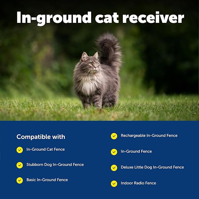 PetSafe In-Ground Fence Receiver Collar for Cats - Waterproof & Battery-Operated Adjustable Invisible Perimeter Training Collar - for Cats Older Than 6 Months, Weighing Over 6 lbs