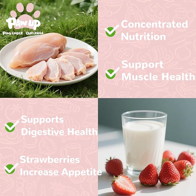 PAWUP Freeze Dried Dog Treats, Goat Milk Yogurt Flavor with Strawberry, Gentle Goat Milk Snacks for Sensitive Stomachs Puppies, 2.8 oz