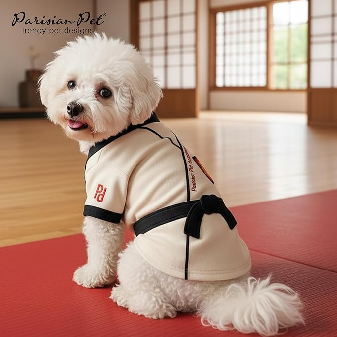 Parisian Pet Dog Karate Academy Shirt - Embroidered Pet Vest - 100% Cotton & Polyester Doggy Shirt - Lightweight Pet Clothes - Sleeved Puppy Costume - Funny Shirts for Large Dogs - 3XL