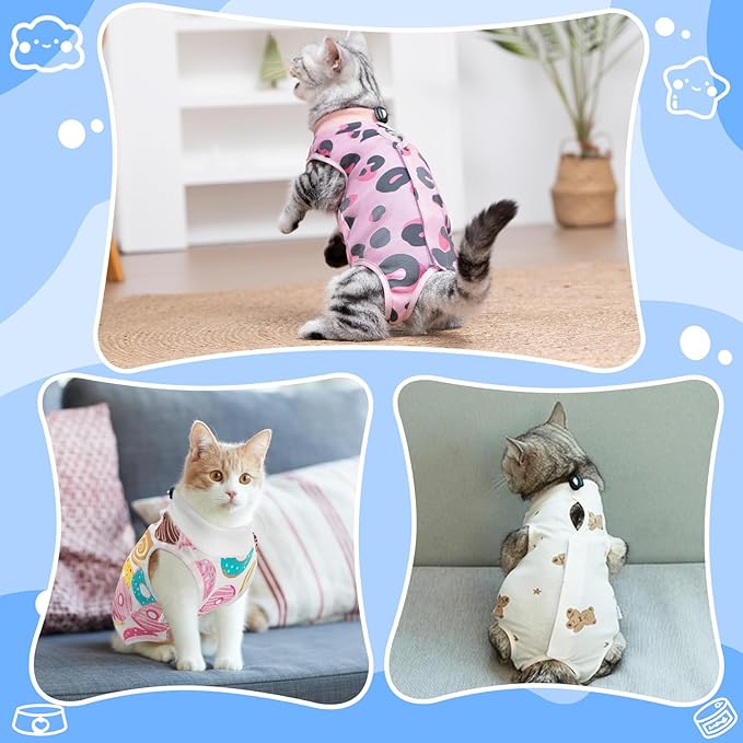 Coppthinktu Cat Recovery Suit Female, Breathable Cat Onesie After Surgery Female for Abdominal Wounds or Skin Diseases, Surgery Recovery Suit Kitten Surgical Onesie After Spay Wear Anti Licking