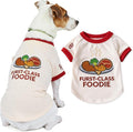 Parisian Pet Dog Furst Class Foodie Shirt - Embroidered Pet Vest - 100% Cotton & Polyester Doggy Shirt - Lightweight Pet Clothes - Sleeved Puppy Costume - Funny Shirts for Medium Dogs - M