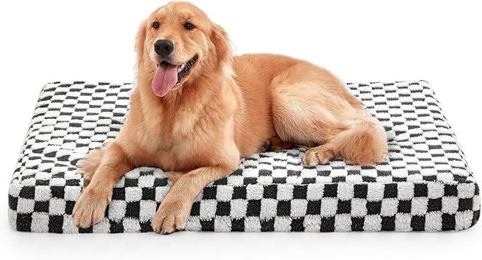 JOEJOY Dog Bed for Large Dogs, XLarge Orthopedic Dog Bed with Removable Washable Cover, Cute Modern Plush & Memory Egg Crate Foam Dog Bed, 42 x 28 inch, Grey