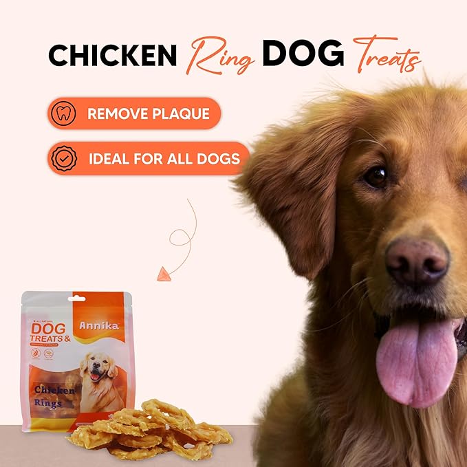 Annika Chicken Rings Dog Treats – Natural Chicken Jerky Chews, Rawhide-Free Healthy Training Treats for Small, Medium & Large Dogs, High Protein Snacks for Hip & Joint Support, 11.6 oz