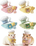 4 Pcs Hamster Chef Hat and Bib Set - Cute Small Animal Chef Costume Accessories for Hamsters Guinea Pigs, Mini Pet Chef Hats with Gingham Bibs for Dress Up & Photo Props