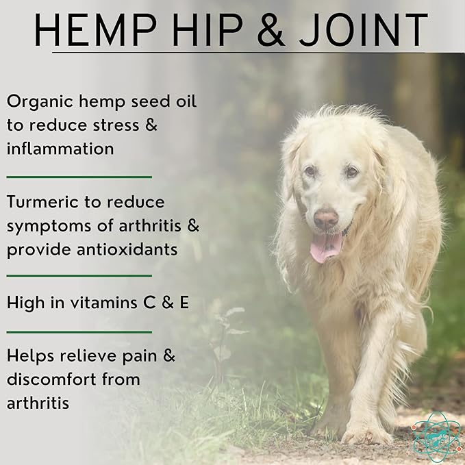 Approx 120 Hemp Chews for Dogs - Dog Hip and Joint Supplement - Pain Relief for Dogs - Senior Old Dog Vitamins and Supplements - Hemp Calming Treats for Dogs