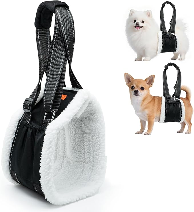 LumoLeaf Dog Lift Harness Sling for Back Legs, Adjustable Rear Leg Support & Mobility Aid, Hip Support for Senior/Disabled Dogs, Soft Fleece Lining, Padded Handles, for CCL/ACL Surgery (Black, Medium)