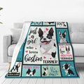 SweetFox Just A Girl Who Loves Boston Terrier Blanket, Funny Dog Decor Throw Blanket Gifts for Girls Boys Lover Super Warm Soft Plush Fleece Flannel Bedding Blankets for Kids Adults Men Women 80"X60"