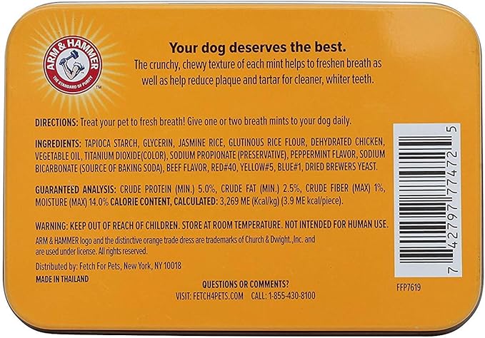 Arm & Hammer for Pets Tartar Control Dental Mints for Dogs | Dog Dental Mints Help Reduce Plaque & Tartar Buildup Without Brushing | Beef Flavor, 40 Count