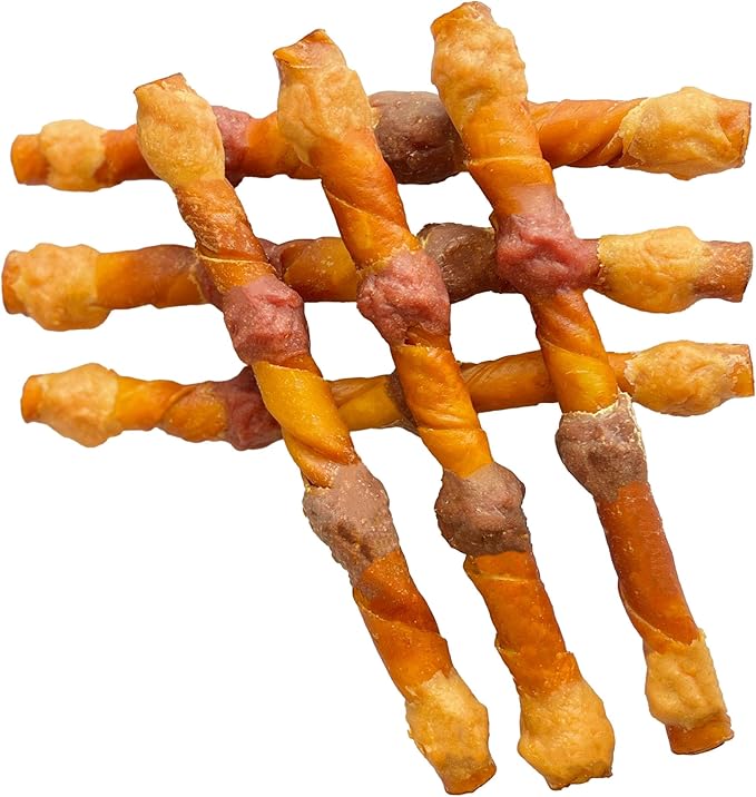 Hubert Pet Gourmet 5-in-1 Pork Hide Kabobs for Dogs: Four Flavors, 10-Inch Long-Lasting Chews, 10 Count, 1.8 lb Bag