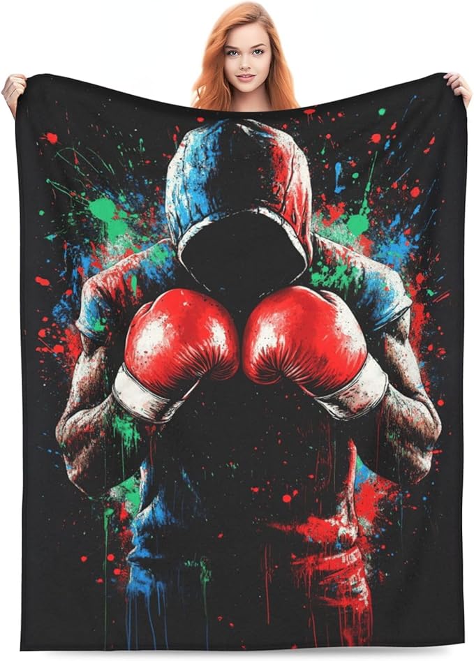 Boxing Gifts, Boxing Throw Blanket, Sports Gift for Men Boys Women Girls Lover Adult Cozy Fleece Flannel Bedding Stuff Plush for Couch Sofa Bed Decor 60"X50"