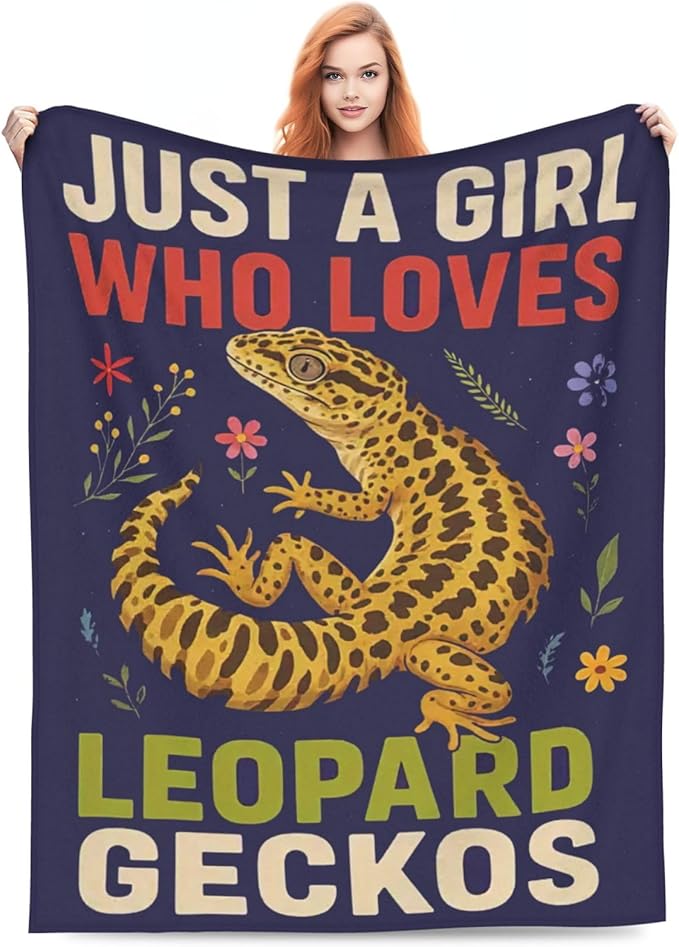 SweetFox Just A Girl Who Loves Geckos Blanket, Gecko Decor Throw Blanket Gifts for Girls Boys Lovers Super Warm Soft Plush Fleece Flannel Winter Bedding Blankets for Kids Adults Men Women 50"X40"
