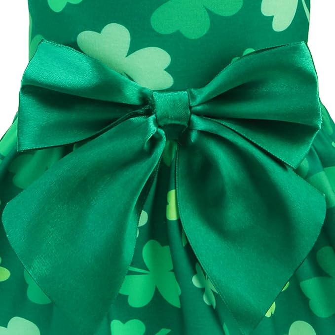 PUPTECK Print Dog St. Patrick's Day Dress Pet Costumes Apparel with Cute Bowtie Puppy Clothes Outfit, Shamrock M