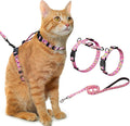 Hikiko Cat Harness and Leash Set Escape Proof Adjustable Walking Travel Cute Girl Kitten Harness for Small Medium Large Cats (Pink Polka Dots, S)