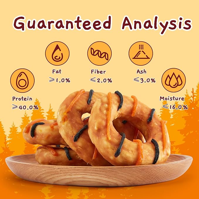 Jungle Calling Dog Treats, Long Lasting Collagen Chews for Dogs, Chicken Wrapped Collagen Donuts, High Protein Rawhide Alternative Chewy Snacks for Medium and Large Dogs (4 Count)