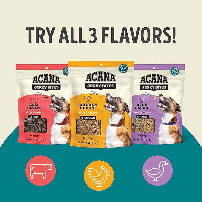 ACANA Jerky Bites Dog Treats Beef Recipe, 6oz Bag