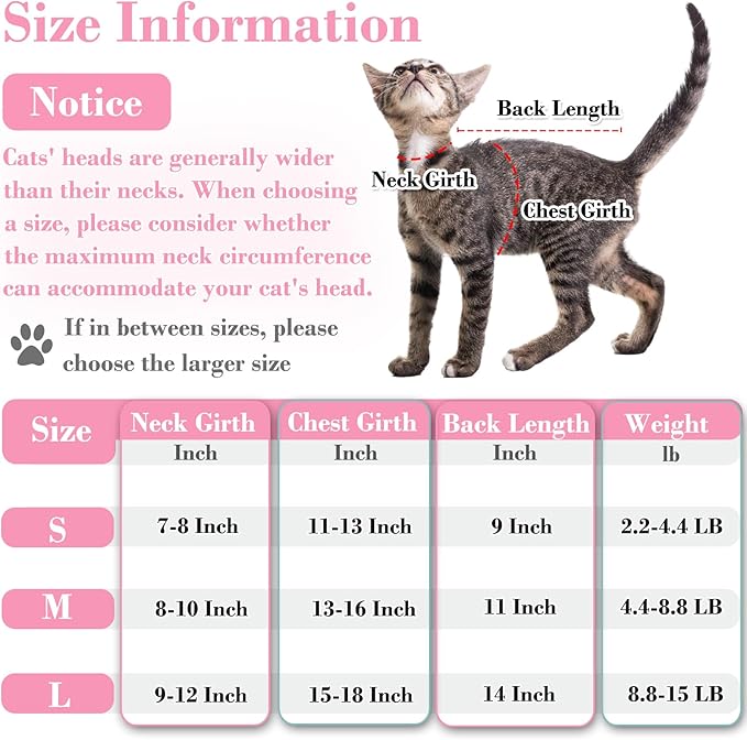 Cat Recovery Suit for Abdominal Wounds or Skin Diseases, Breathable Cat Surgery Recovery Suit E-Collar Alternative for Cats, After Surgery Wear Surgical Suit for Cats Anti Licking Wounds