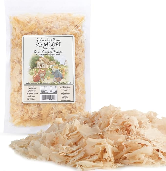 Purrfect Paws Premium Dried Chicken Flakes: Delicious Treats for Dogs & Cats - All-Natural and High in Protein - 4oz Bag