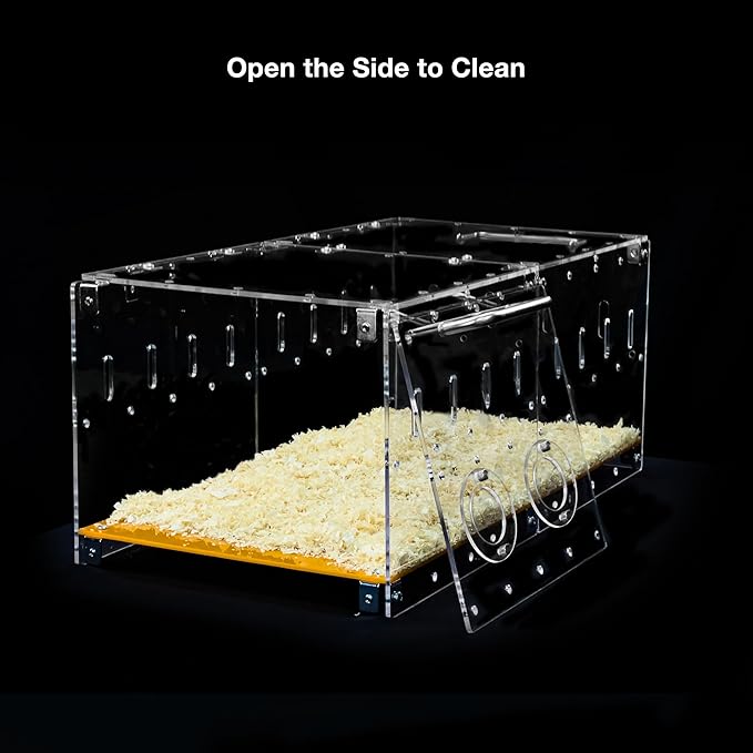 GuineaLoft™ Acrylic Cage (Model-P3B) - Small 2x1 ft Enclosed w/Lid & Bottom for Hamsters, Rats, Mice, Gerbils, Also Works for a Single Guinea Pig, or as a Transport Cage