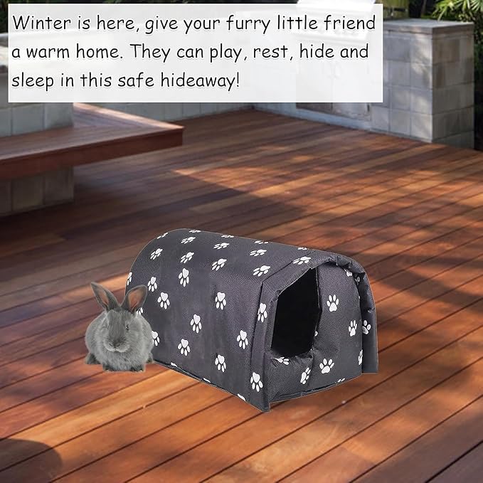 Hamiledyi Bunny Cave Bed Small Animal Warm Nest Habitats Guinea Pig Hideouts Stray Cats Shelter Cage Accessories for Hamster Cats Rat Mice Chinchilla Flying Squirrel (Black)