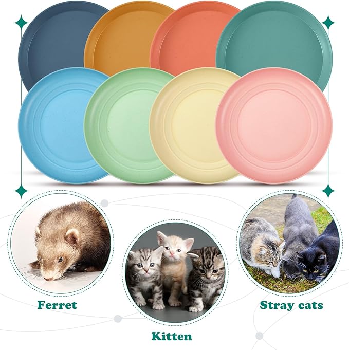 Gerrii 24 Pieces Fatigue Relief Cat Bowl 6 Inch Shallow Cat Food Dish Stray Wet Feeding Bowls Wide and Small Pet Plates for Ferrets Feral Short Legged Kitten Shelter(Assorted Color,Convention)