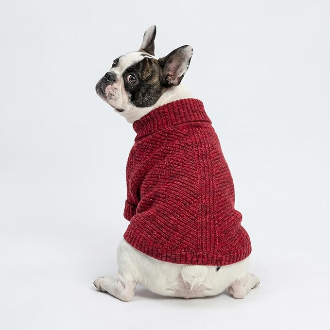 Fitwarm Knitted Turtleneck Dog Sweater, Thermal Dog Winter Clothes for Small Dogs Boy Girl, Holiday Pet Outfit, Heather Dark Red, XS