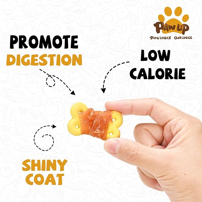 PAWUP Dog Treats Chicken Wrapped Pumpkin Biscuits, Rawhide Free w/Taurine Low Fat Chewy Training Treats,12.5 oz