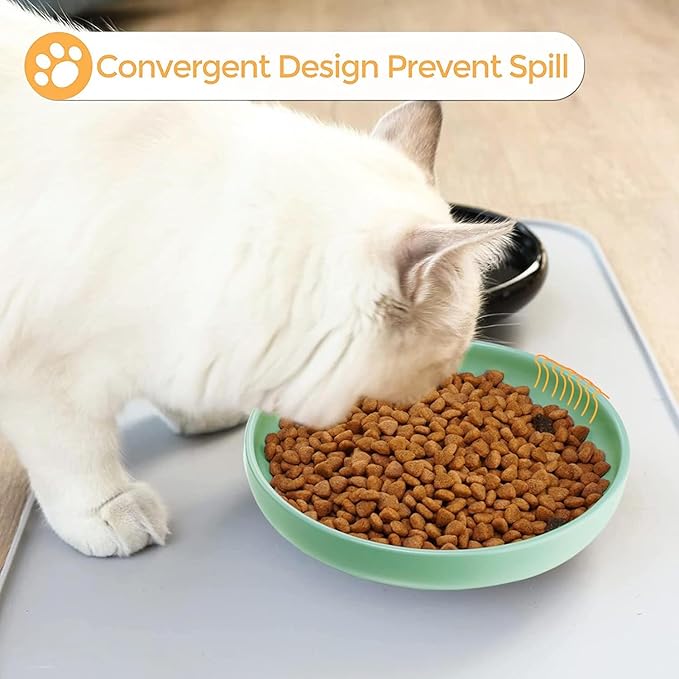 Ceramic Cat Bowls,Shallow Cat Dishes for Food and Water, 6 inch Matte Finish Wide Cat Food Bowl,Whisker Fatigue Free Pet Puppy Kitten Bowl Set of 3,Dishwasher Safe