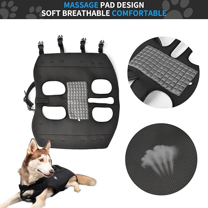 Wakytu Dog Lift Harness Sling Carrier for Dogs Hind Leg Stair Support Old, Disabled, Joint Injuries, Arthritis, Large Dogs Up and Down Stairs, Cars(33-66 LBS)