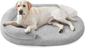 JOEJOY Orthopedic Dog Beds Large Sized Dog, Washable Waterproof Oval Large Dog Bed with Removable Cover, Big Egg-Crate Memory Foam Pet Bed with Bolster Sides & Non-Skid Bottom, Light Grey, 36''x27''