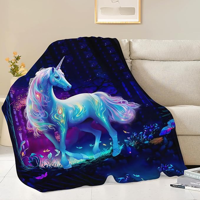Unicorn Blanket Unicorn Throw Blanket Gifts for Girls Women Kids Adults Super Soft Cozy Plush Fluffy Fuzzy Fleece Blanket Home Decor 50''X60''