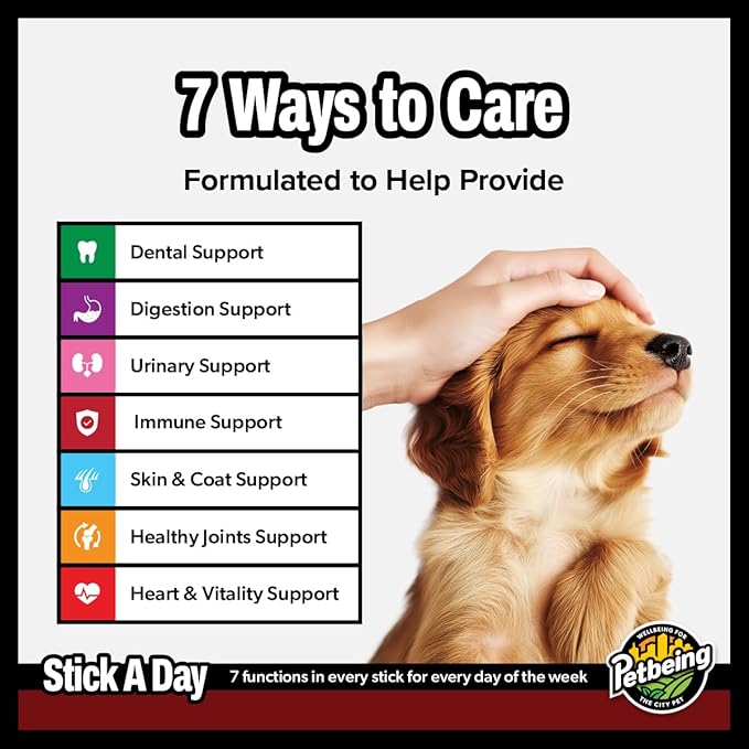 Stick a Day for Dogs | Specially Formulated 7-in-1 Functions Daily Real Meat Supplement for Dogs | Dog Chew Stick & Pet Vitamins Supplements Combination (7-Pack x 4, Beef)