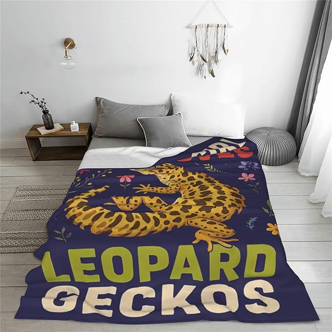 SweetFox Just A Girl Who Loves Geckos Blanket, Gecko Decor Throw Blanket Gifts for Girls Boys Lovers Super Warm Soft Plush Fleece Flannel Winter Bedding Blankets for Kids Adults Men Women 50"X40"