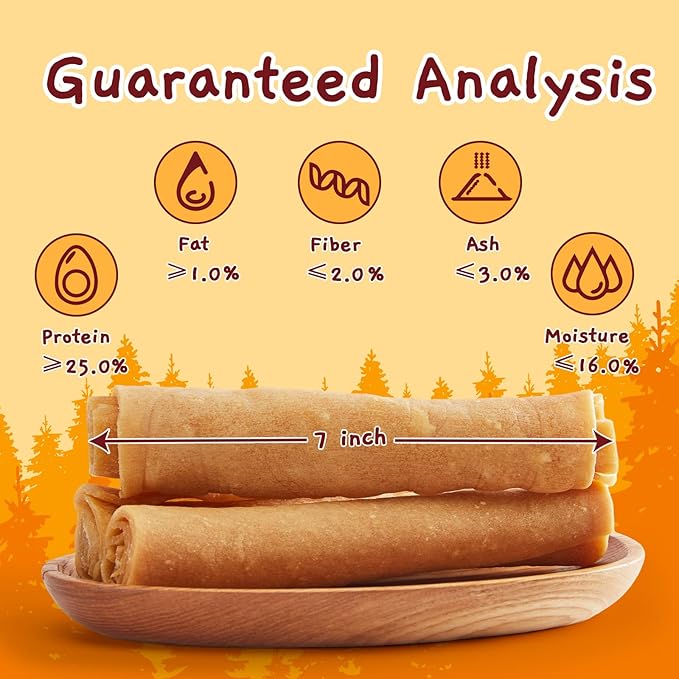 Jungle Calling 18.3 oz Collagen Rolls for Dogs, 7 Inch Long Lasting Dog Treats, Chicken Flavor Rawhide Alternative, Digestible Chew Bones for Medium and Large Dogs, 4 Count