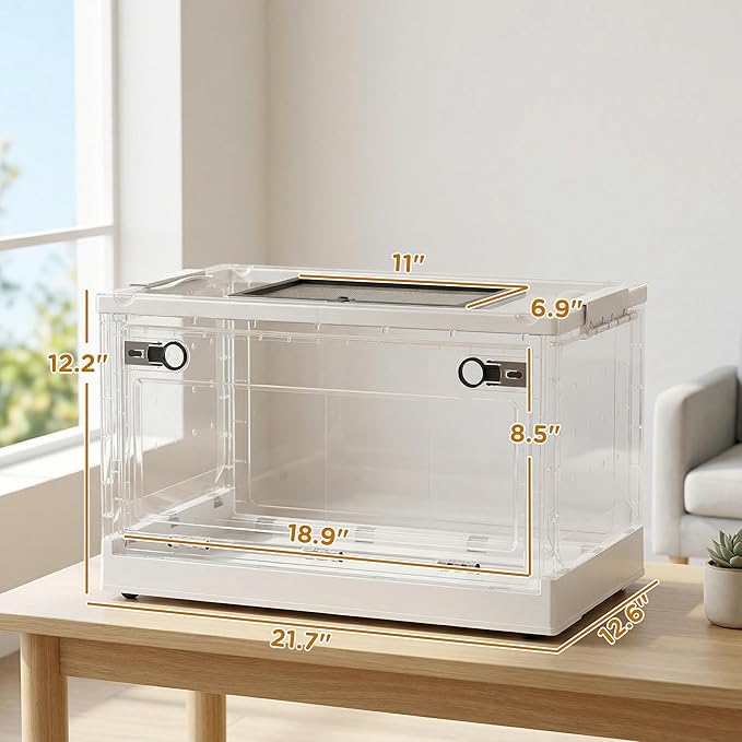 PawHut Hamster Cage, Stackable Small Animal Cage with Front Door, Ventilated Gebril Habitat for Dwarf Hamsters, Gerbils, Mice, 22" x 13" x 12", White