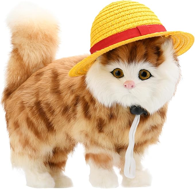 Beautyflier Pet Straw Hat Party Decorations Halloween Cosplay Cap Puppy Pet Dog Cat Holiday Costume for Small Dog Cat (Yellow)