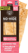 Earth Animal No Hide Strips - Natural Rawhide Free Dog Chew Strips, Salmon - 10 Count Value Pack