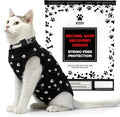 Cat Surgery Recovery Suit Female Cat Onesie for Cats After Surgery Spay Surgical Abdominal Wound Skin Diseases E-Collar Alternative Wear (Black, Medium)